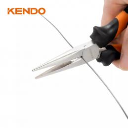KENDO-10303-คีมปากแหลม-ชุบโครเมียม-ด้ามหุ้มยาง-160mm-6นิ้ว